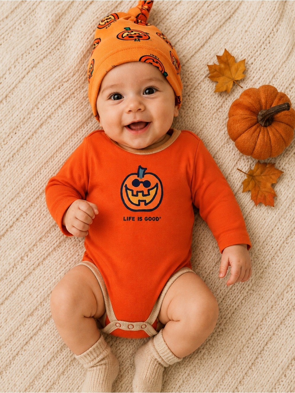 Life is Good Baby Halloween Pumpkin Set